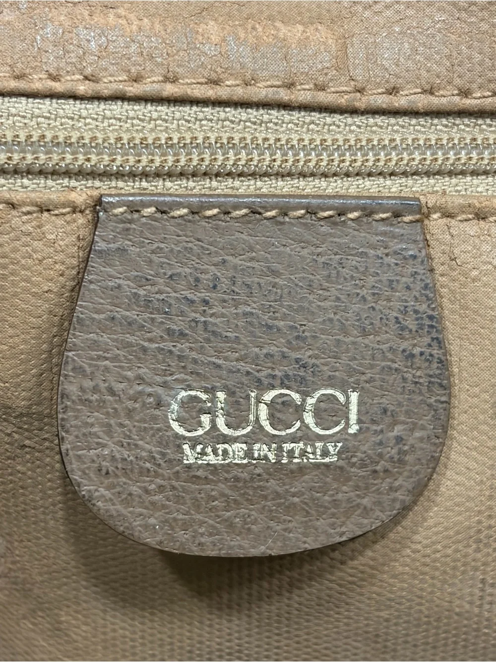Gucci Beige Brown GG Supreme Canvas large travel tote